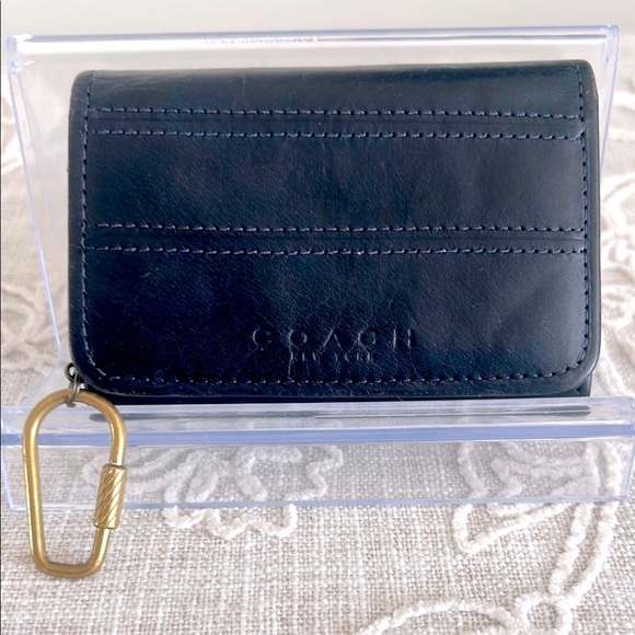 Coach Handbags - Coach Rare Vintage Tribeca Dark Blue Leather with Attached Carabiner Clip